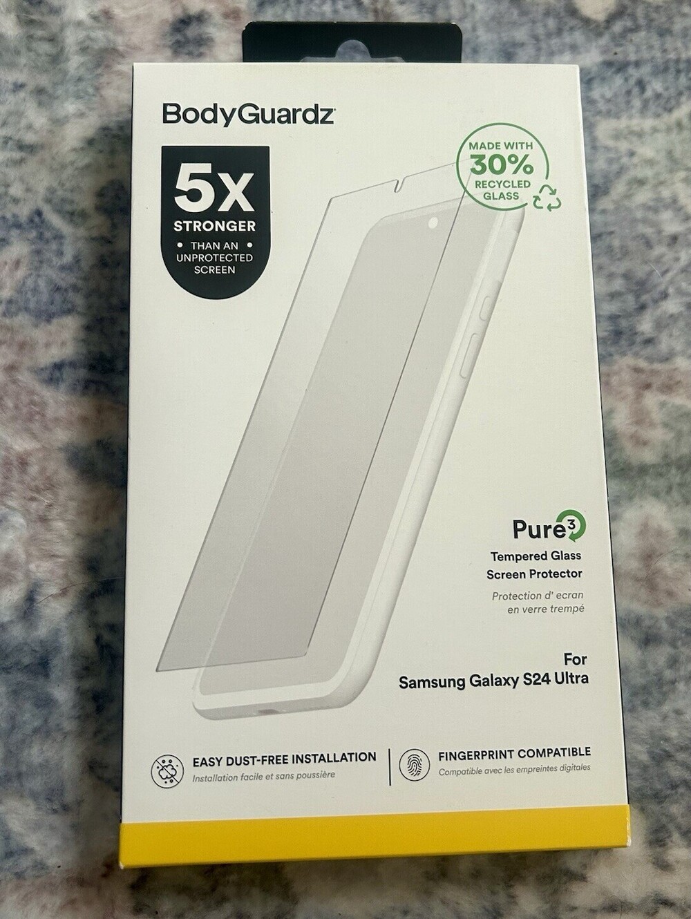 BodyGuardz Pure 3 Tempered Glass Screen Protector Samsung Galaxy S24 Ultra
